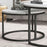 2 Pcs Stacking Coffee Table Set Steel Frame Marble-Effect Top Foot Pads