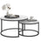 2 Pcs Stacking Coffee Table Set Steel Frame Marble-Effect Top Foot Pads