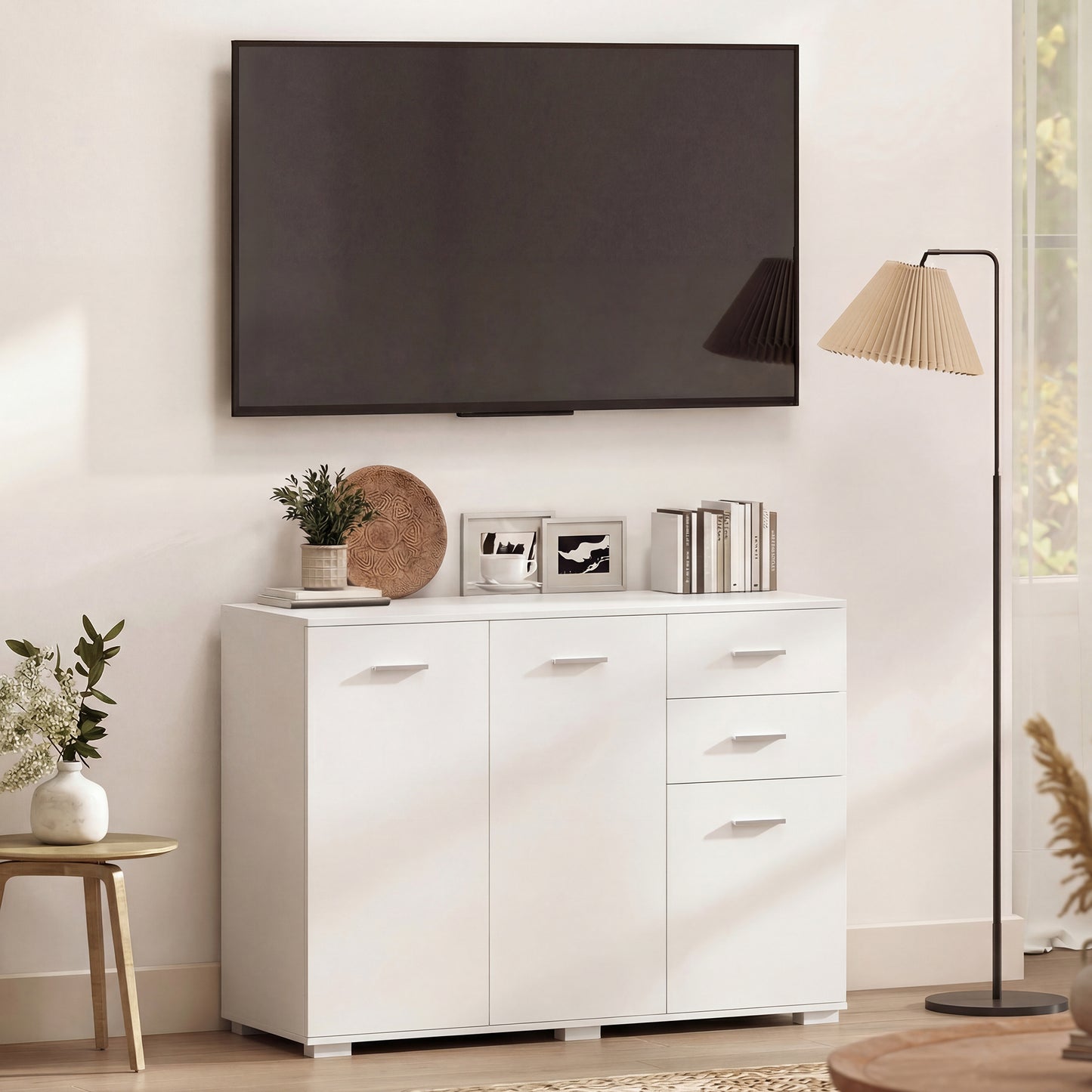 Modern Sideboard Kitchen Storage Cabinet, White