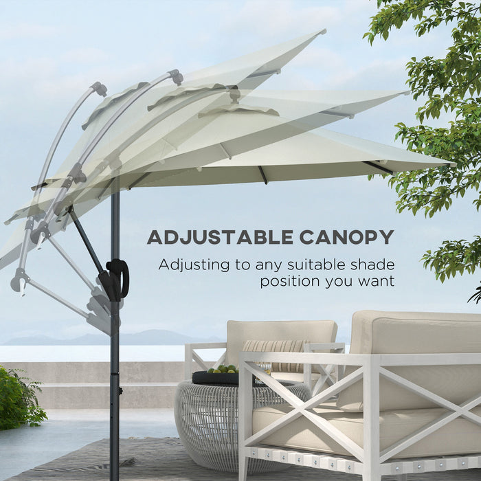 3(m) Cantilever Parasol with Cross Base, Banana Parasol with Crank Handle, Tilt and 8 Ribs, Round Hanging Patio Umbrella