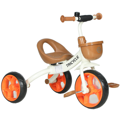 Kids Trike for Ages 2-5 Years, Toddler Tricycle with Front Basket and EVA Wheels, Indoor & Outdoor Use, for Boys and Girls, Orange