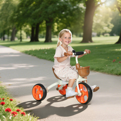 Kids Trike for Ages 2-5 Years, Toddler Tricycle with Front Basket and EVA Wheels, Indoor & Outdoor Use, for Boys and Girls, Orange