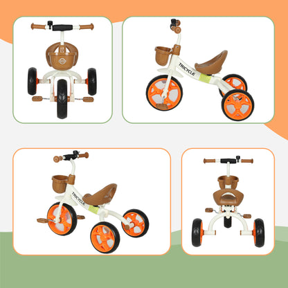 Kids Trike for Ages 2-5 Years, Toddler Tricycle with Front Basket and EVA Wheels, Indoor & Outdoor Use, for Boys and Girls, Orange