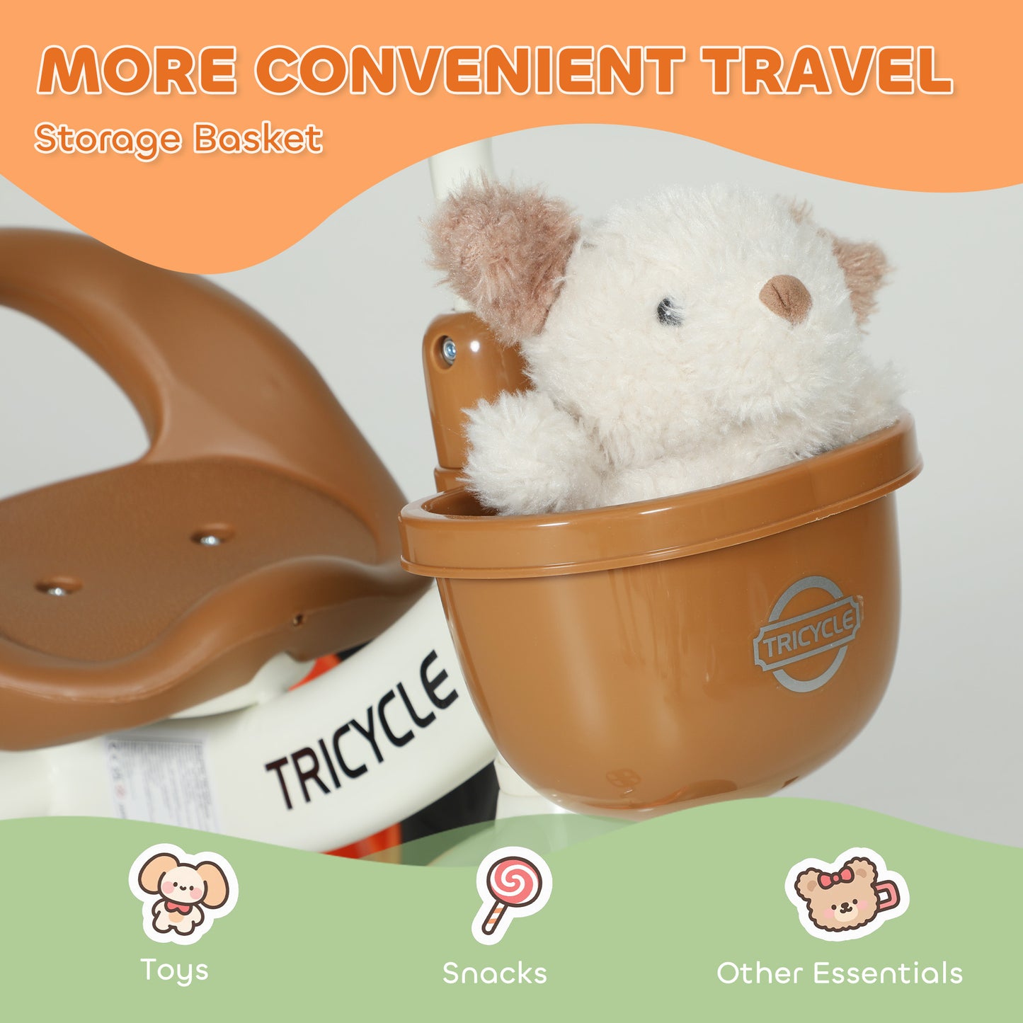 Kids Trike for Ages 2-5 Years, Toddler Tricycle with Front Basket and EVA Wheels, Indoor & Outdoor Use, for Boys and Girls, Orange