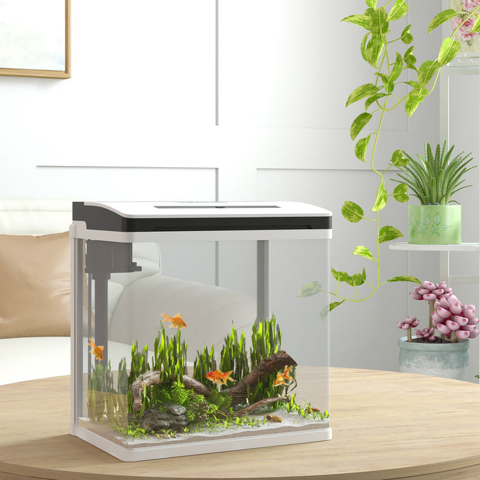 Aquarium 13L Glass Fish Tank w/ Filter, LED Lighting, Water Pump