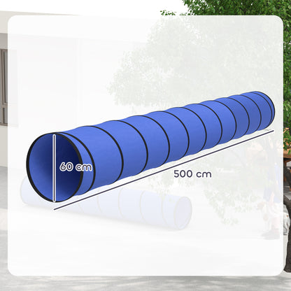 Dog Tunnel 500cm , Foldable Play Tunnel with 6 Ground Pegs and Bag