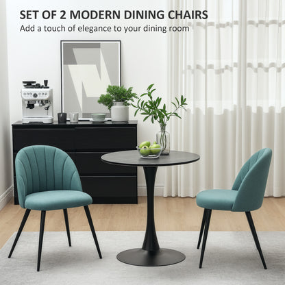 Set of 2 Dining Chairs with Shell Backrest and Padded Seat Green