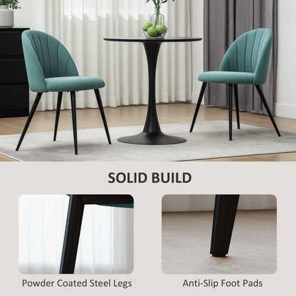 Set of 2 Dining Chairs with Shell Backrest and Padded Seat Green