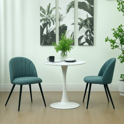 Set of 2 Dining Chairs with Shell Backrest and Padded Seat Green