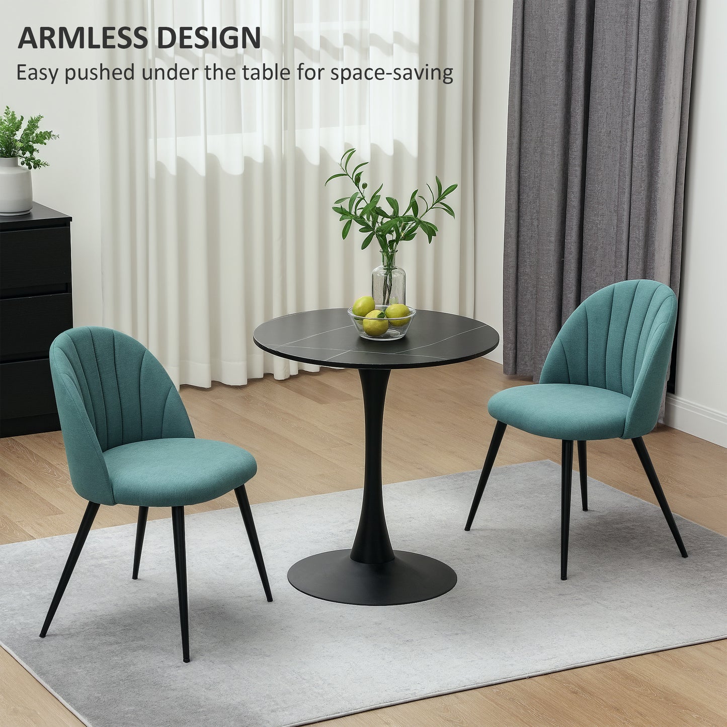 Set of 2 Dining Chairs with Shell Backrest and Padded Seat Green