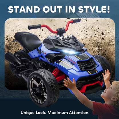 12V Kids Electric Ride On Car, Battery Powered Ride On ATV, Blue