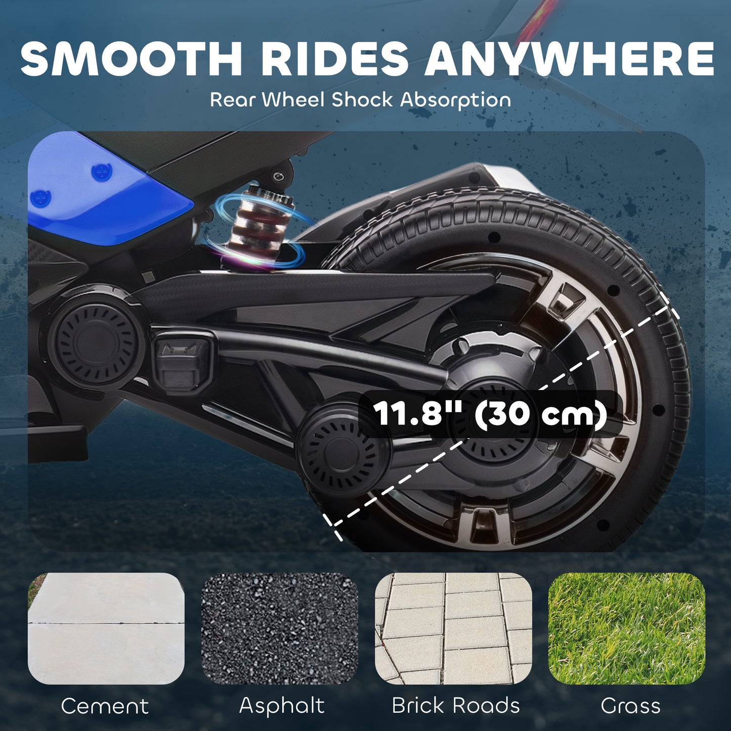 12V Kids Electric Ride On Car, Battery Powered Ride On ATV, Blue