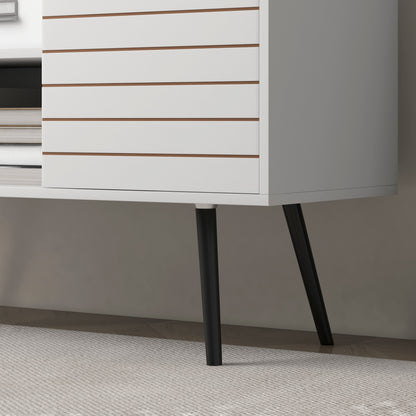 TV Unit for 50" TVs with 2 Open Shelves, Door and 2 Cable Holes, White