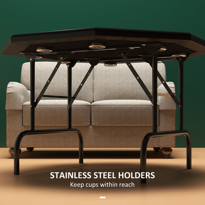 8 Player Foldable Poker Table with Cup Holders, Green