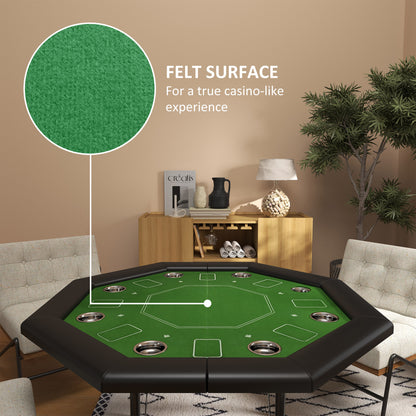 8 Player Foldable Poker Table with Cup Holders, Green