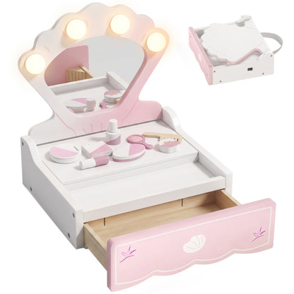 Kids Dressing Table, Portable Dressing Table with Lights