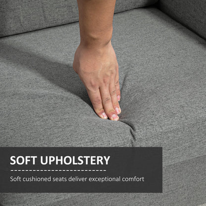 Double Seat Sofa Linen Upholstery Loveseat Couch w/ Armrests, Grey