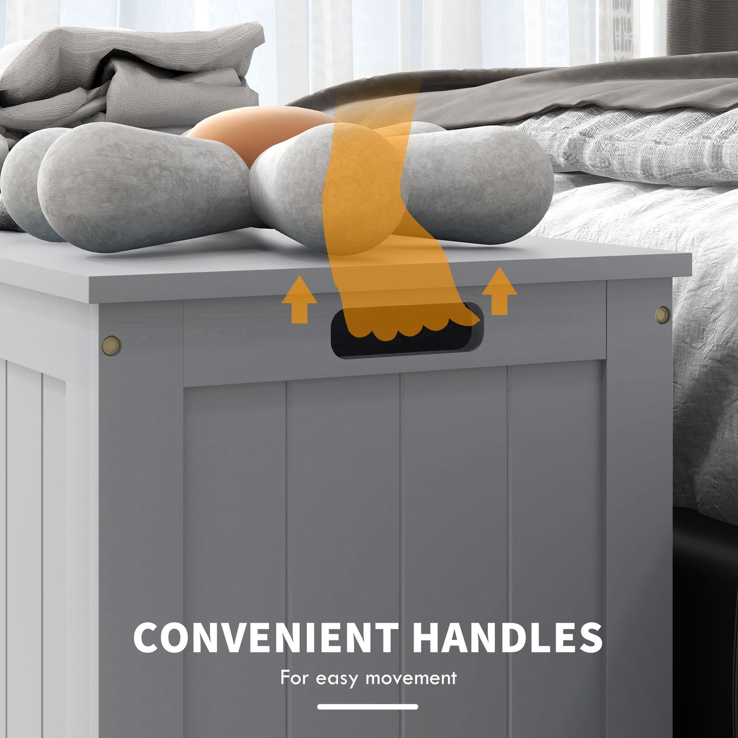 Storage Chest with 2 Safety Hinges, Storage Bench for Living Room