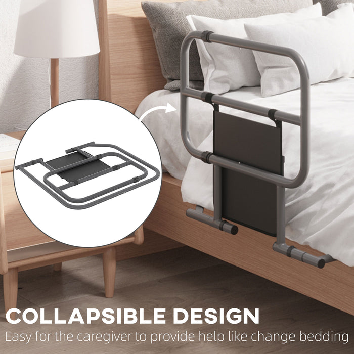 Folding Bed Rail for Elderly Adults, Bed Assist Rail with Storage Pocket Easy to Install, MaximumLoad 135kg, Black