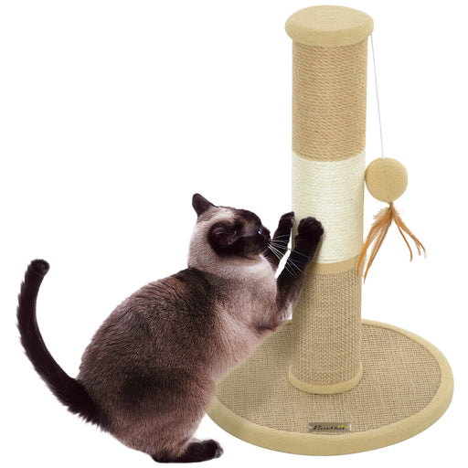 47cm Tall Cat Scratching Post for Indoor Cats, with Sisal Rope, Brown