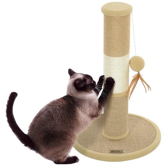 47cm Tall Cat Scratching Post for Indoor Cats, with Sisal Rope, Brown