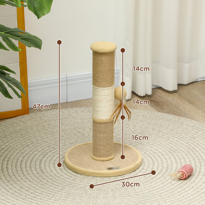 47cm Tall Cat Scratching Post for Indoor Cats, with Sisal Rope, Brown