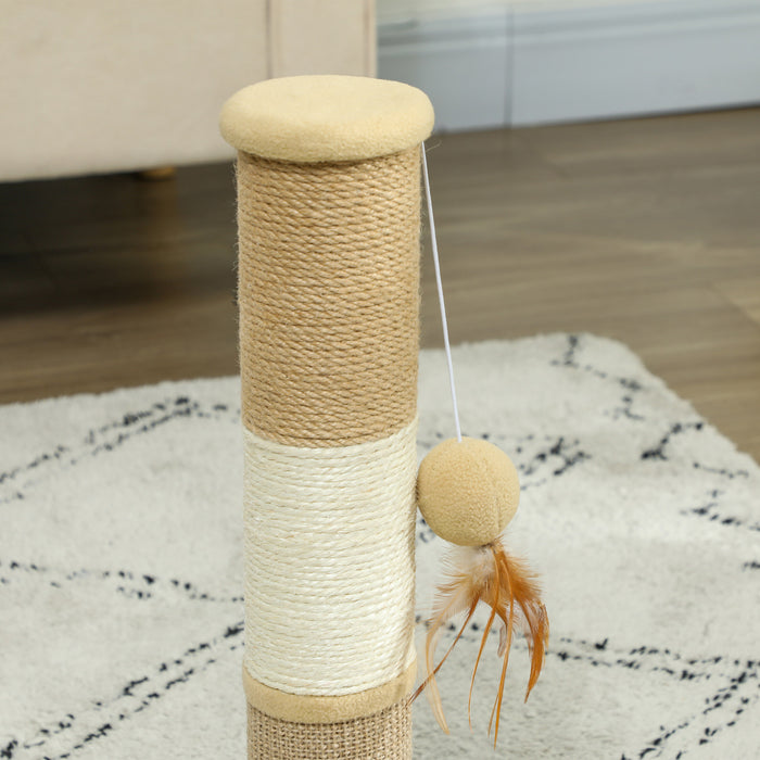 47cm Tall Cat Scratching Post for Indoor Cats, with Sisal Rope, Brown