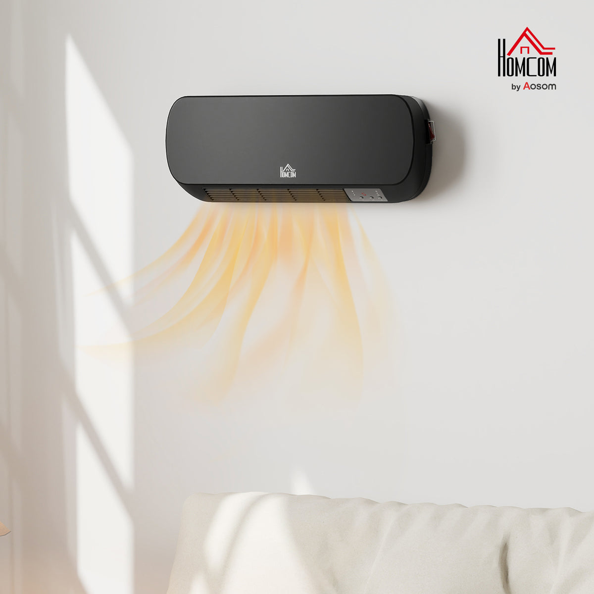 Wall Mounted Electric Heater with Timer Overheat Protection Black