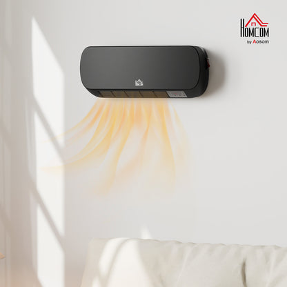 Wall Mounted Electric Heater with Timer Overheat Protection Black