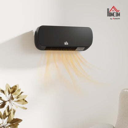 Wall Mounted Electric Heater with Timer Overheat Protection Black
