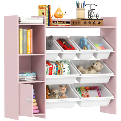 Toy Storage Unit with 8 Removable Bins, Storage Shelves, Cabinet