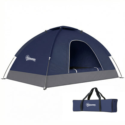 2 Person Camping Tent, Dome Tent with Storage Pocket, Navy Blue