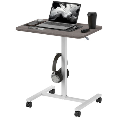 Standing Desk Mobile Overbed Table w/ Wheels for Home Office Grey