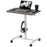 Height Adjustable Standing Desk, Pneumatic Sit Stand Desk for Laptop, Mobile Overbed Table with Wheels and Headphone Hook for Home Office, Grey