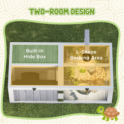 Wooden Tortoise House with Lamp Holder, Clear Windows