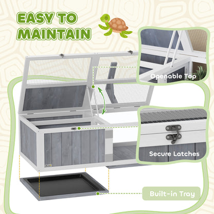 Wooden Tortoise House with Lamp Holder, Clear Windows