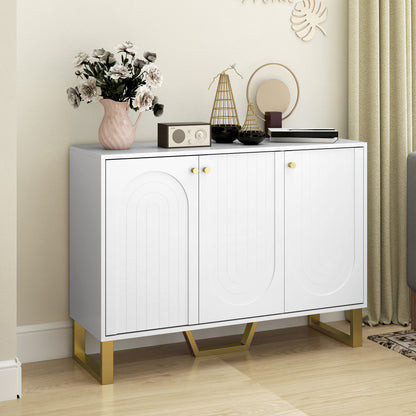 Sideboard with Adjustable Shelves & Doors for Living Room, White