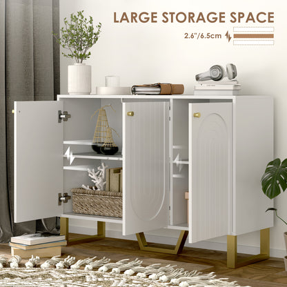 Sideboard with Adjustable Shelves & Doors for Living Room, White
