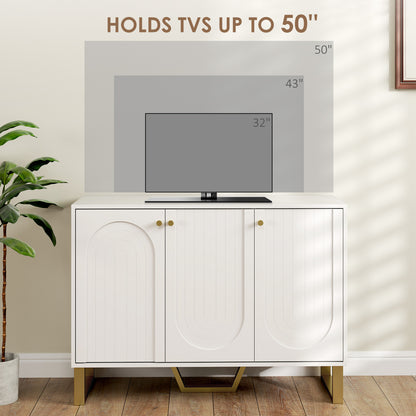 Sideboard with Adjustable Shelves & Doors for Living Room, White