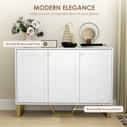 Sideboard with Adjustable Shelves & Doors for Living Room, White