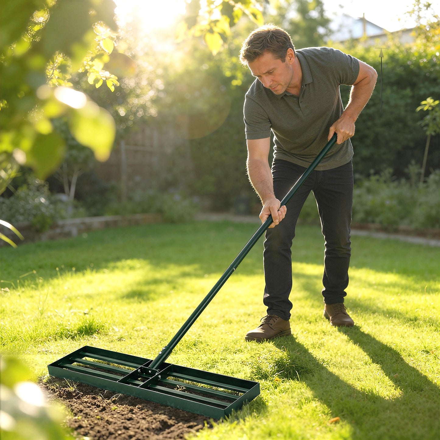 76 x 26 cm Lawn Levelling Rake with 169 cm Handle
