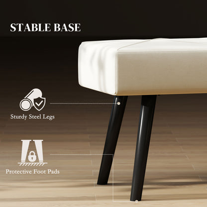Upholstered Hallway Bench with X-Shape Design and Legs, Cream