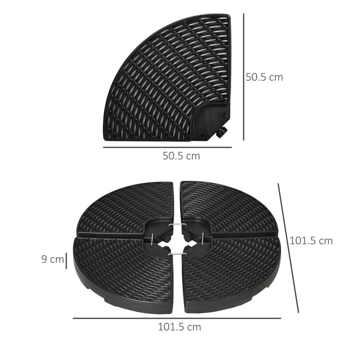 4PCs Parasol Bases, Patio Umbrella Weights for Parasol, Wicker Effect HDPE Water and Sand Filled Base with Built-in Handles