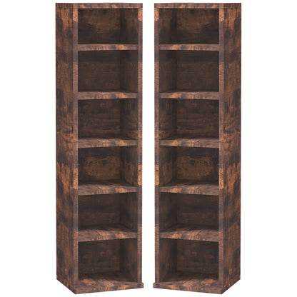 CD Media Display Shelf Unit Tower Rack with Adjustable Shelves, Set of 2