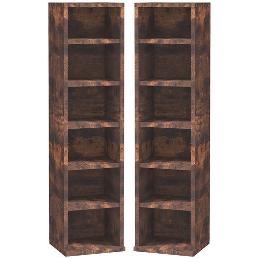 CD Media Display Shelf Unit Tower Rack with Adjustable Shelves, Set of 2