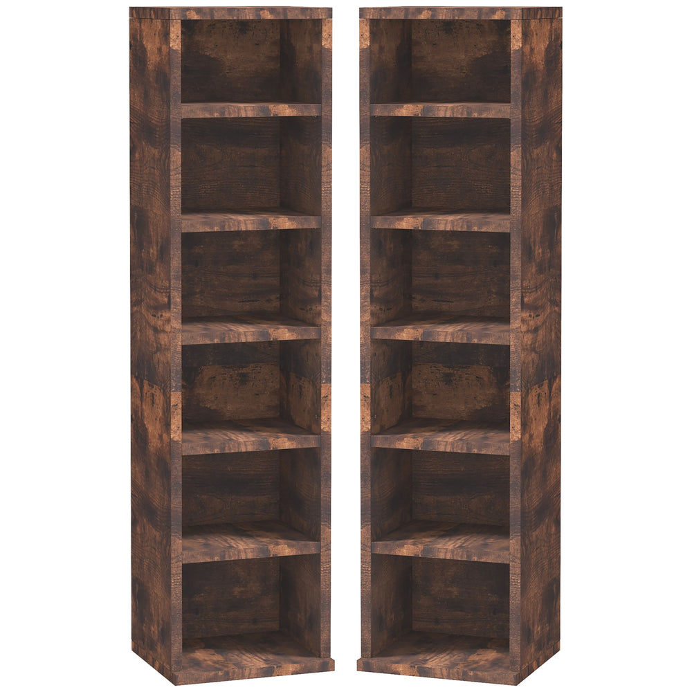 CD Media Display Shelf Unit Tower Rack with Adjustable Shelves, Set of 2