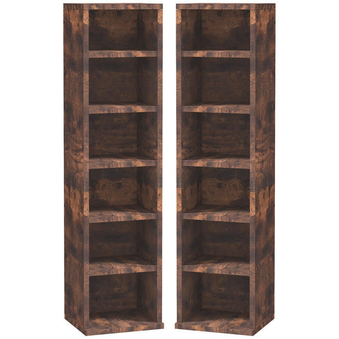 CD Media Display Shelf Unit Tower Rack with Adjustable Shelves, Set of 2