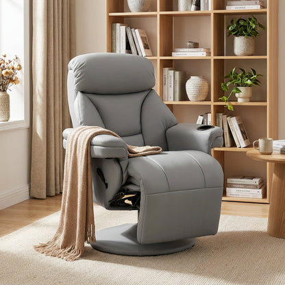 Upholstered Reclining Armchair with Adjustable Backrest, Grey