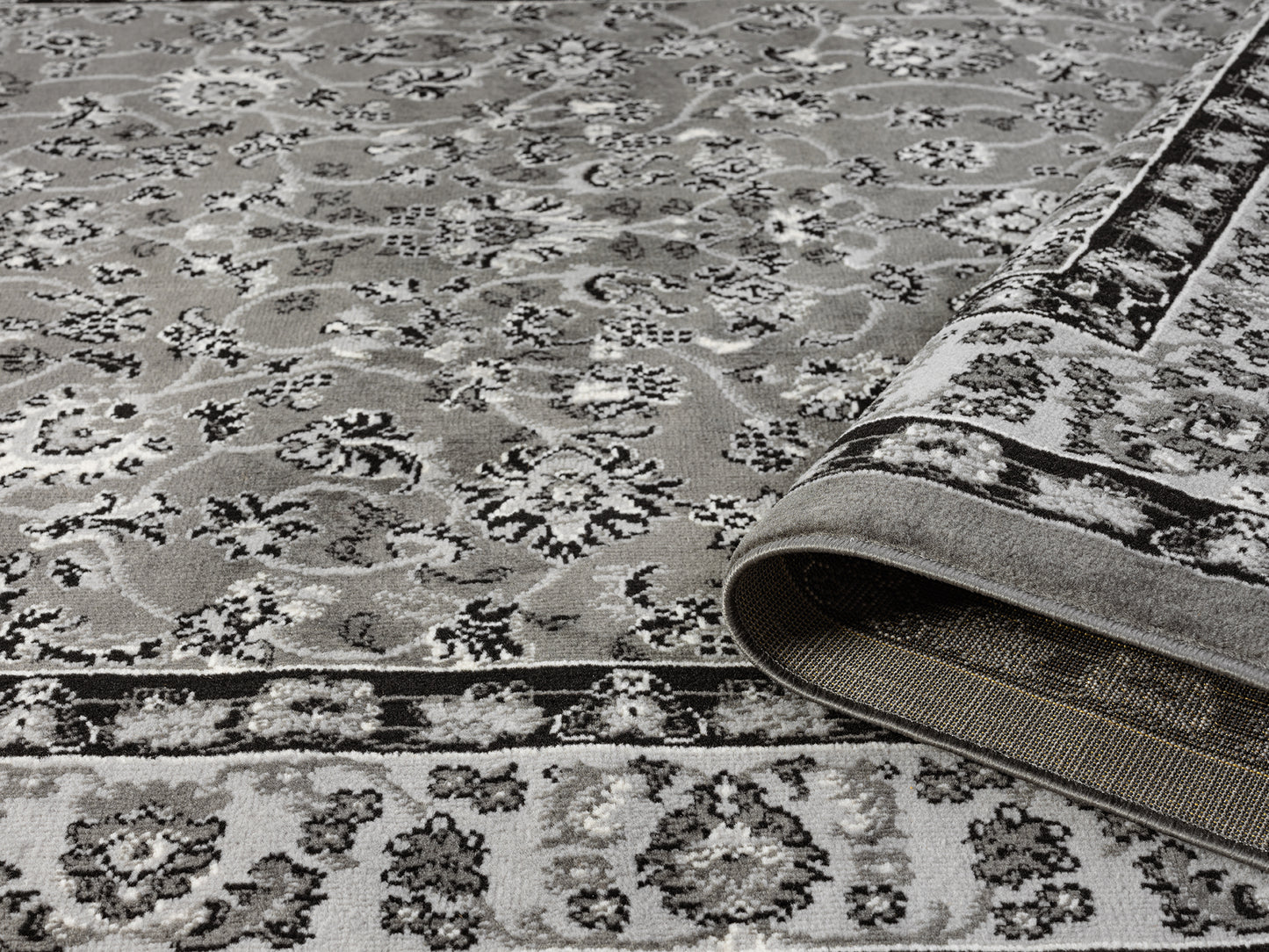 Obsidian Modern Low Pile Area Rug - Classical Traditional Design