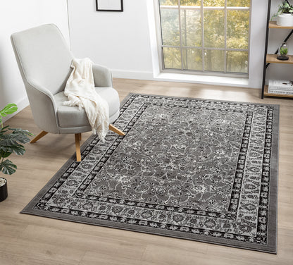 Obsidian Modern Low Pile Area Rug - Classical Traditional Design